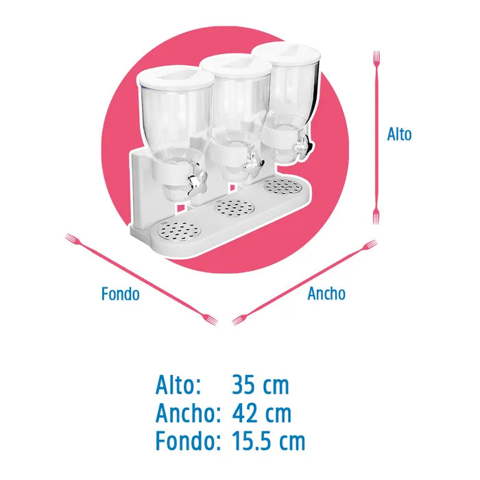 Despachador triple de plástico 2 L c/u ATA2217 Home Sweet Home