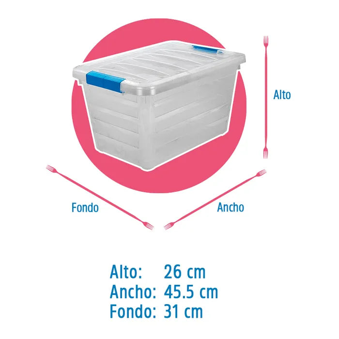 Caja organizadora de plástico AERO 24 L 011072-11 Home Pro