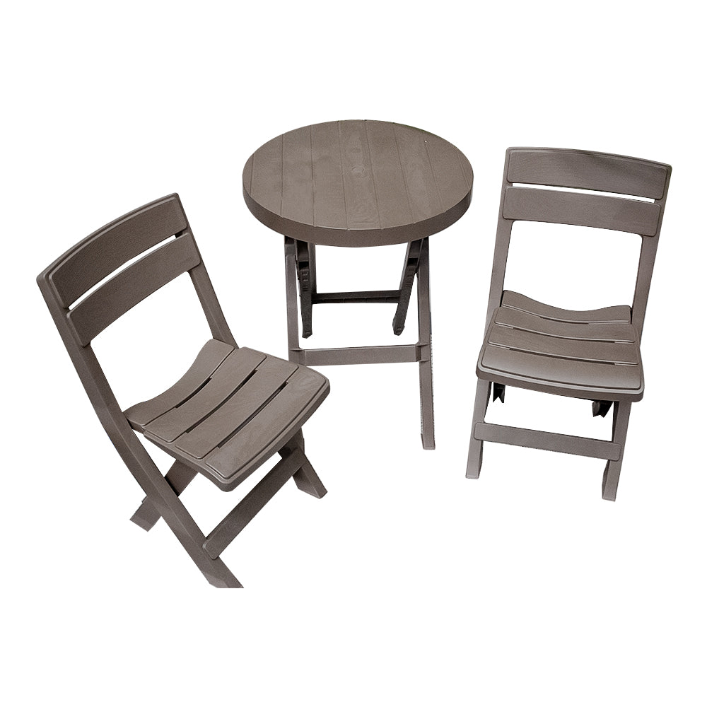 Juego de 1 mesa y 2 sillas plegables Barú plástico mocca 13836 Rimax