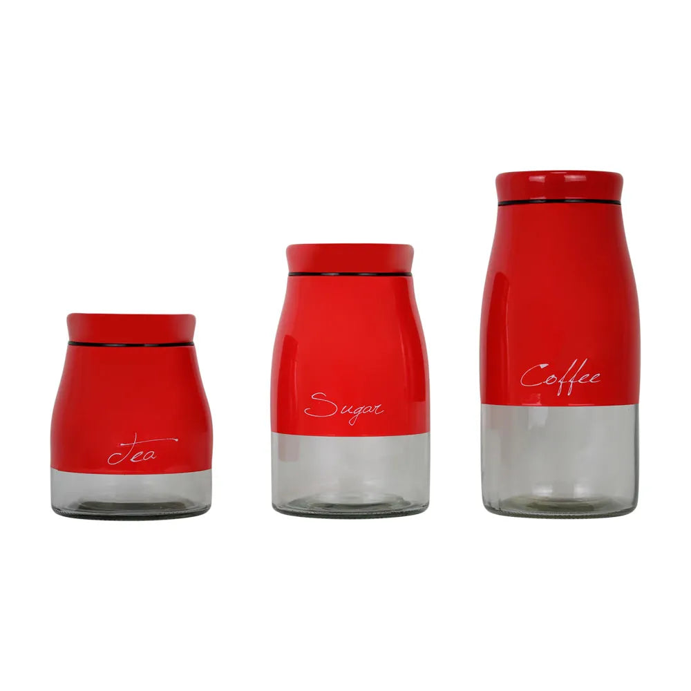 Juego de 3 frascos de vidrio con tapa de plástico