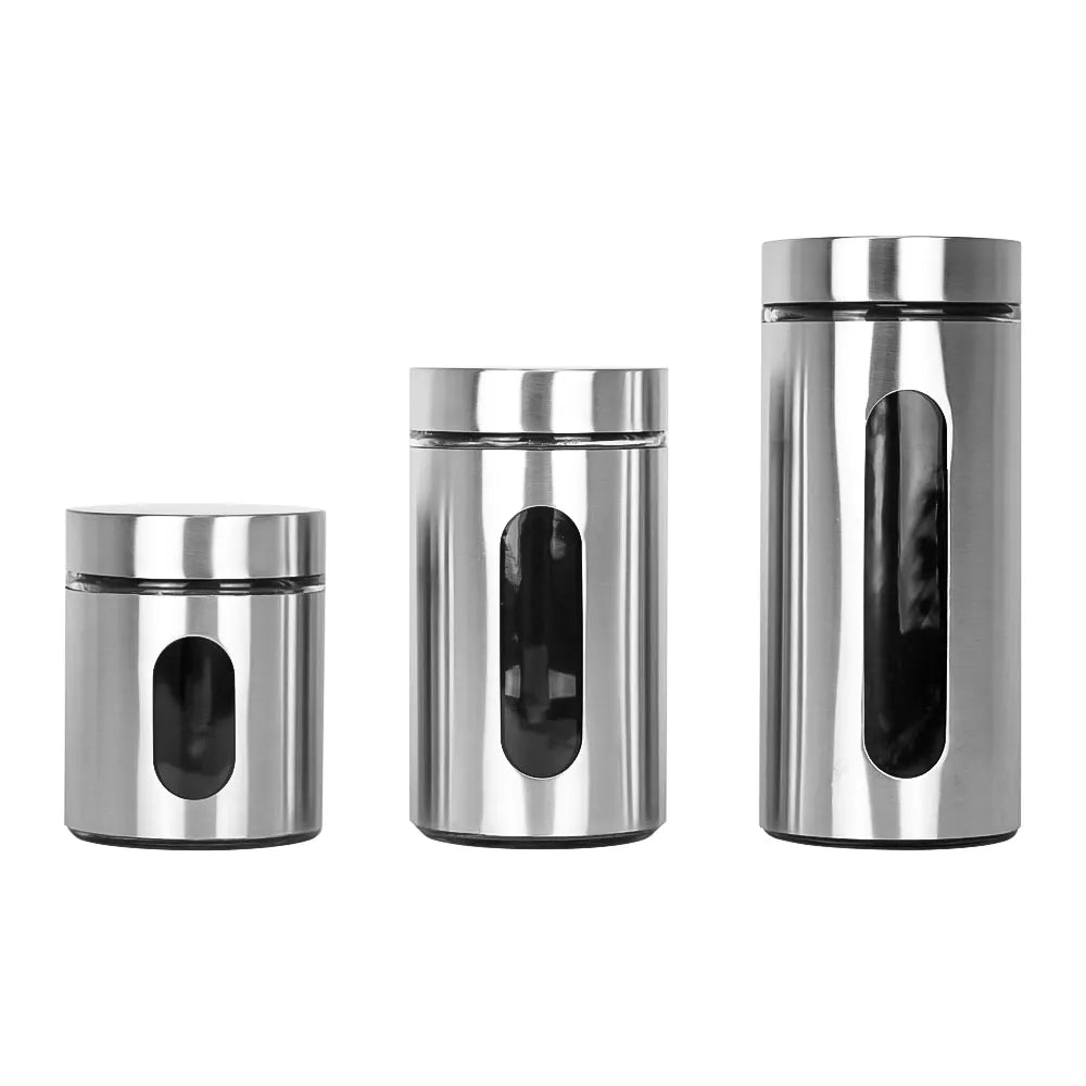 Set de 3 frascos de vidrio con tapa