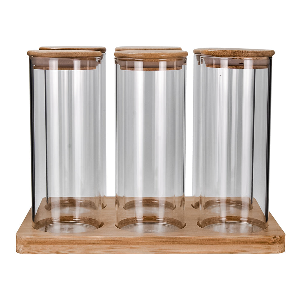 Juego de 6 frascos de borosilicato con tapa y base 330 ml 24SGPG6YTP-1 Home Sweet Home