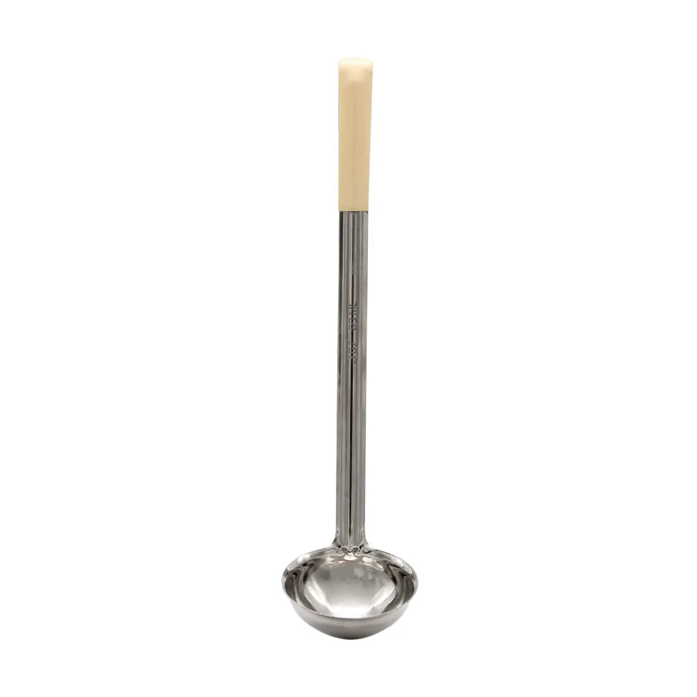 Cucharón de acero inoxidable con mango marfil 3 oz