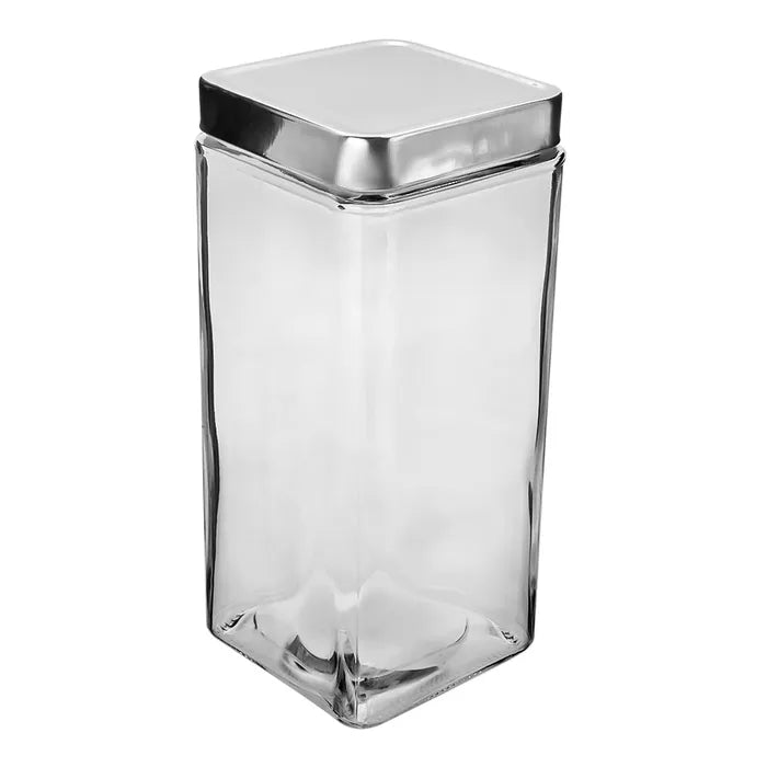 Contenedor cuadrado de vidrio con tapa de aluminio 1.6 L ATA322 Home Sweet Home