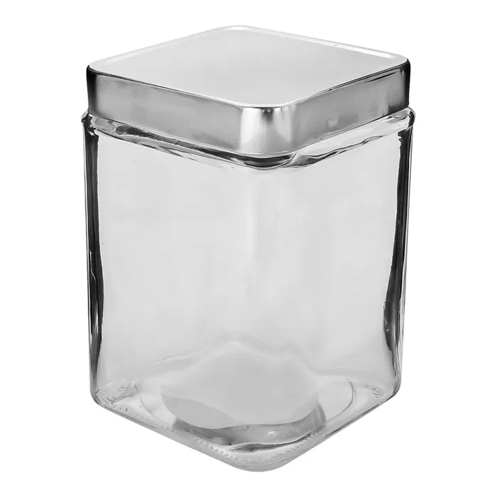 Contenedor cuadrado de vidrio con tapa de aluminio 1 L ATA324 Home Sweet Home