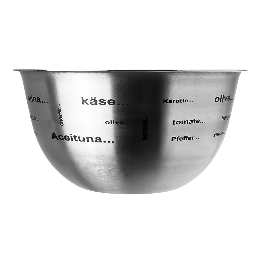 Tazón de acero inoxidable 25 cm con letras impresas Qualité