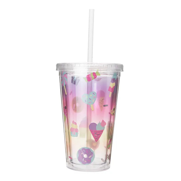 Vaso térmico de plástico 400 ml decorado flores Home Sweet Home