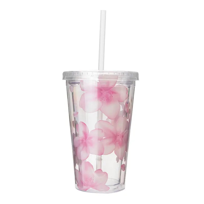 Vaso térmico de plástico 400 ml decorado flores Home Sweet Home