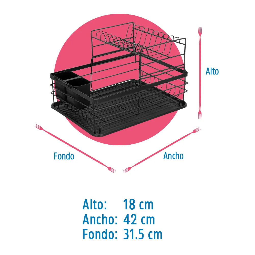 Escurridor cromado de 2 niveles con charolas plásticas ATA1107 Home Sweet Home