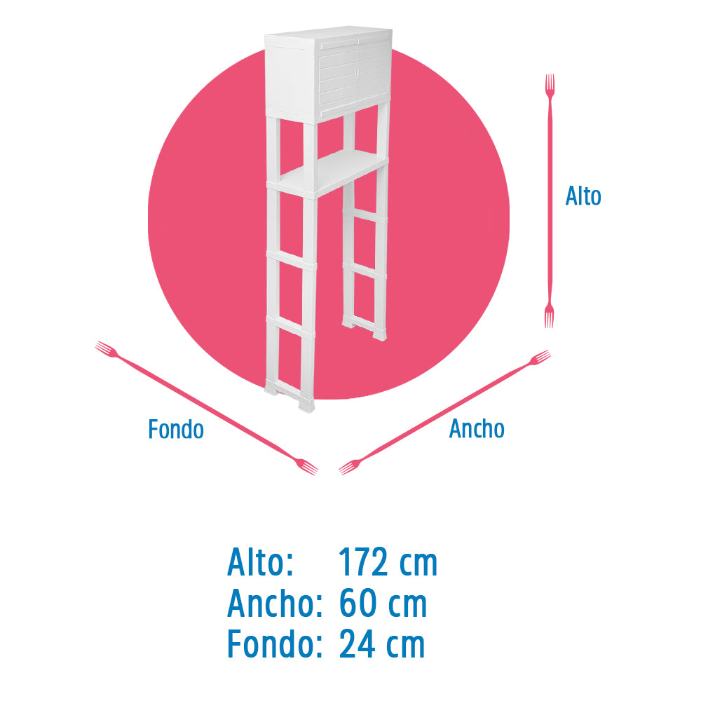Estante organizador de plástico para baño con puertas 13362 Rimax