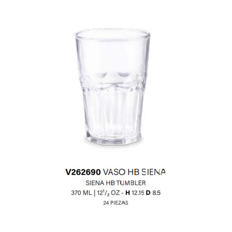 Vaso HB 370 ml Siena vidrio Glassia. Mod. V262690 (24)