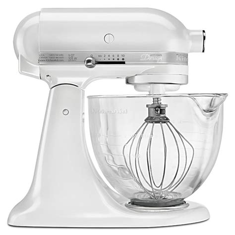 Hand Stand Mixer With Glass Bowl White