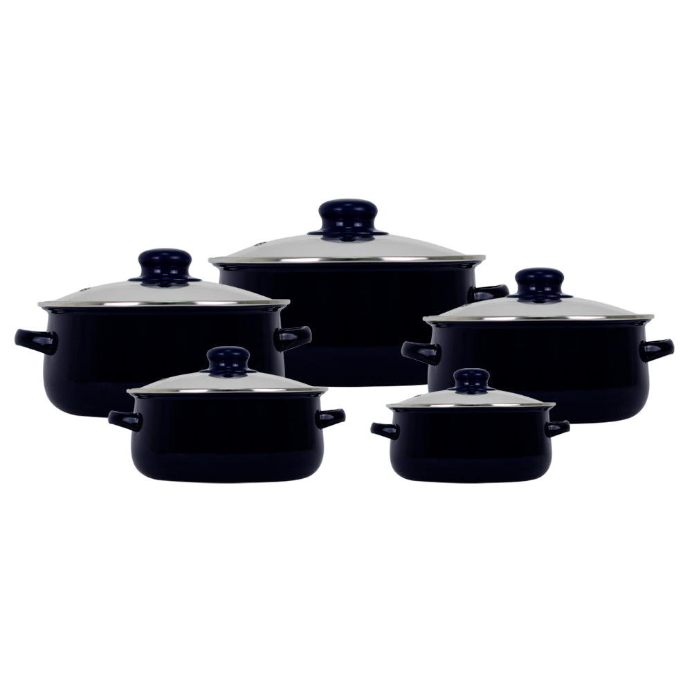 Set de 5 ollas de peltre con tapa KSA