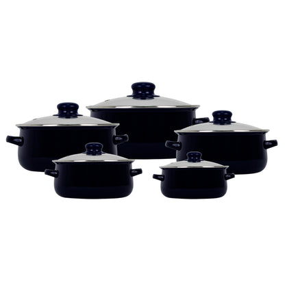 Set de 5 ollas de peltre con tapa KSA