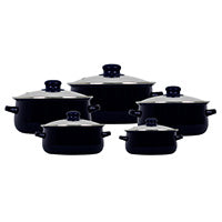 Set de 5 ollas de peltre con tapa KSA