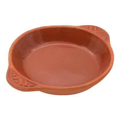 Charola redonda con asa de barro con esmalte en interior 20 x 3 cm Viapot