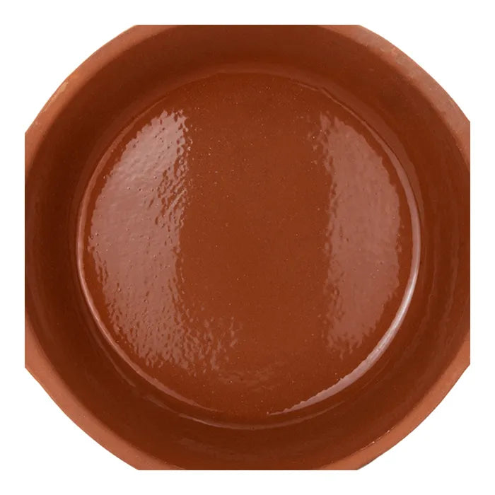 Charola redonda con asa de barro con esmalte en interior 20 x 3 cm Viapot
