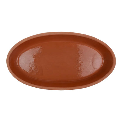 Charola Oval de barro con esmalte en interior para hornear 29 x 16 x 4 cm Viapot