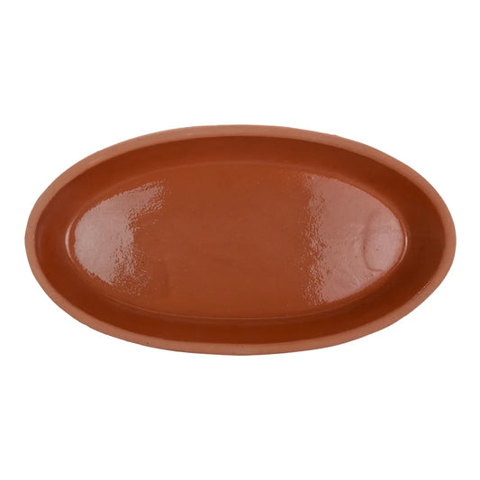 Charola Oval de barro con esmalte en interior para hornear 29 x 16 x 4 cm Viapot