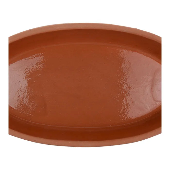 Charola Oval de barro con esmalte en interior para hornear 29 x 16 x 4 cm Viapot