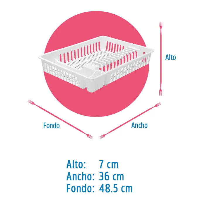 Escurridor para platos de plástico con base 011014P Kitchen Pro