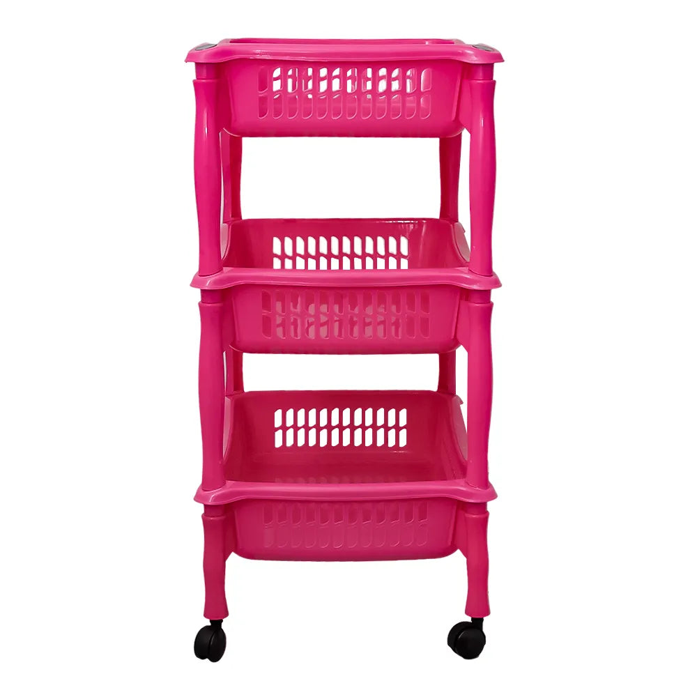 Contenedor para verduras de plástico rectangular set de 3 con rodines 011029 Home Pro