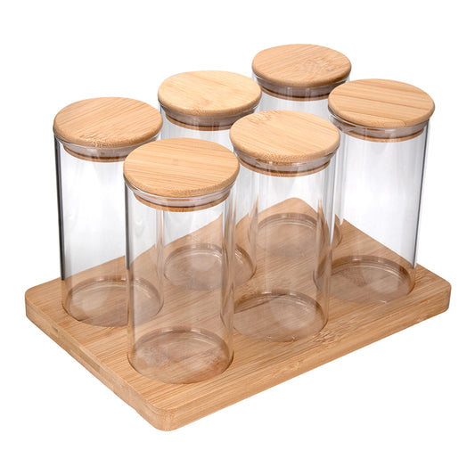 Juego de 6 frascos de borosilicato con tapa y base 250 ml 24SGPG6YTP-2 Home Sweet Home