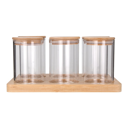 Juego de 6 frascos de borosilicato con tapa y base 200 ml 24SGPG6YTP-3 Home Sweet Home