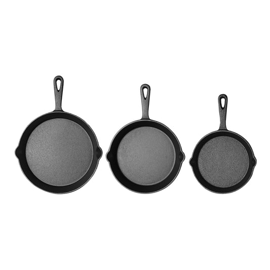 Juego de 3 sartenes 16, 20, 26 cm hierro fundido curado ATA770 Qualité Premium