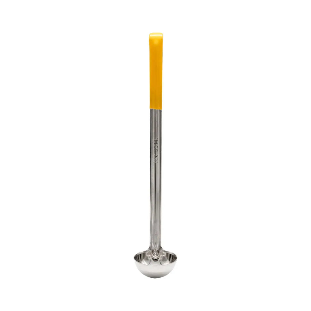 Cucharón de acero inoxidable con mango amarillo 1 oz