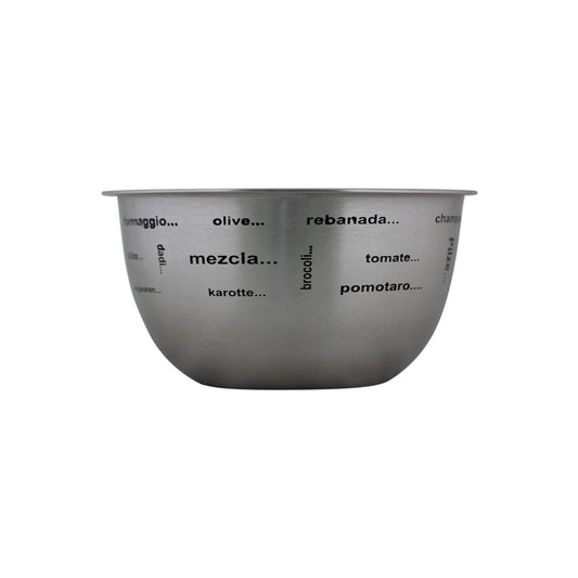 Tazón de acero inoxidable con letras impresas acabado mate 21 cm