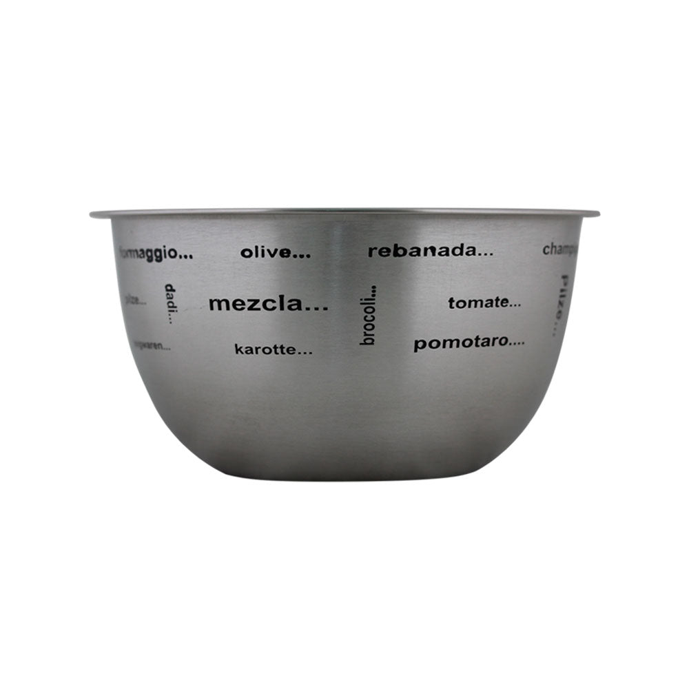 Tazón de acero inoxidable con letras impresas acabado mate 23 cm