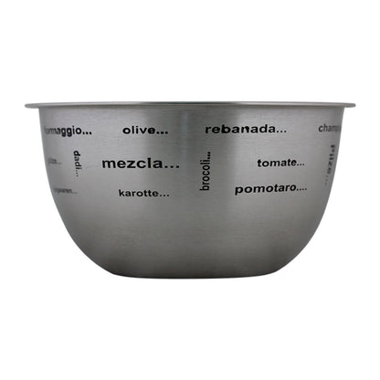 Tazón de acero inoxidable con letras impresas acabado mate 28 cm