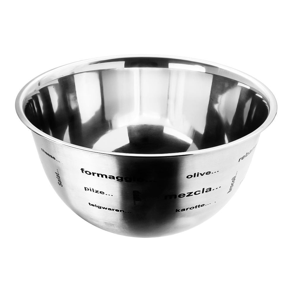 Tazón de acero inoxidable 25 cm con letras impresas Qualité