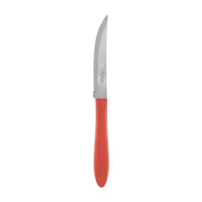 Cuchillo de asado mango color coral acero inoxidable