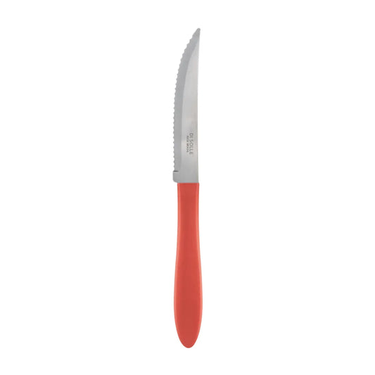 Cuchillo de asado mango color coral acero inoxidable