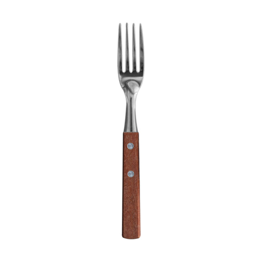 Tenedor de mesa acero inoxidable mango madera