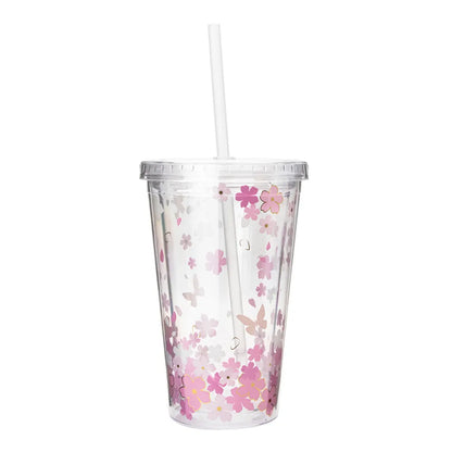 Vaso térmico de plástico 400 ml decorado flores Home Sweet Home