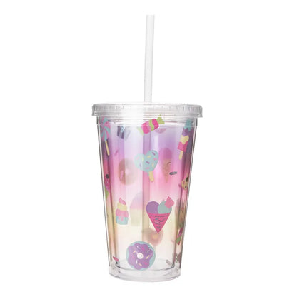 Vaso térmico de plástico 400 ml decorado flores Home Sweet Home